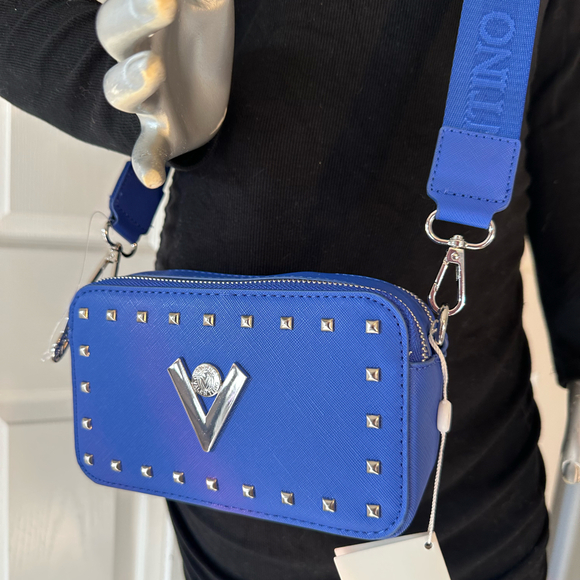 VALENTINO ORLANDI | Blue Studded Crossbody Camera Bag NWT - Picture 3 of 6